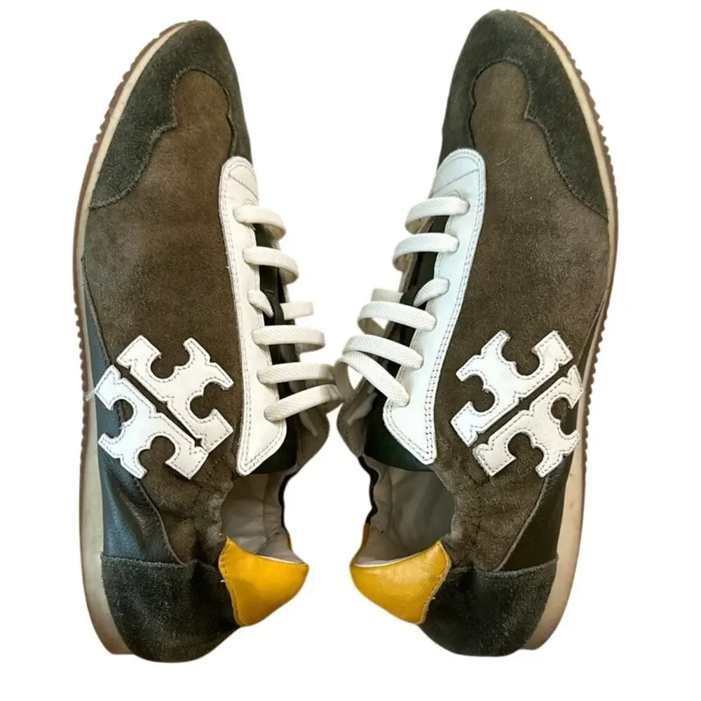 Tory Burch Retro Olive‎ Suede Trainers Sneakers Size 9